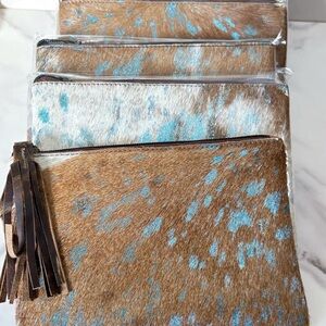 6 NWT Cowhide Leather Zip Pouch | Wholesale Pricing | 40% Off Retail